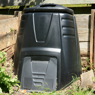 Compost bins are popular in small spaces.